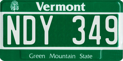 VT license plate NDY349