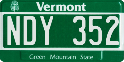 VT license plate NDY352