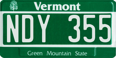 VT license plate NDY355