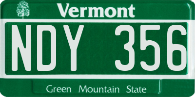 VT license plate NDY356