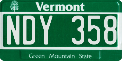 VT license plate NDY358