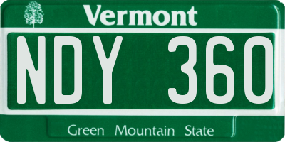 VT license plate NDY360