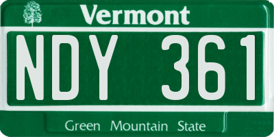 VT license plate NDY361