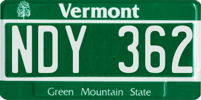VT license plate NDY362
