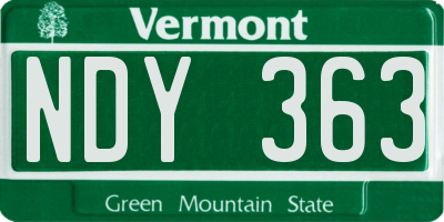 VT license plate NDY363