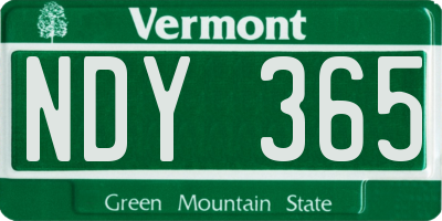 VT license plate NDY365