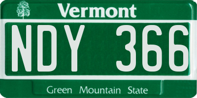 VT license plate NDY366