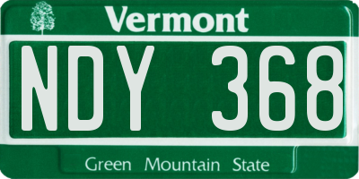 VT license plate NDY368