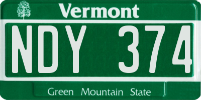 VT license plate NDY374