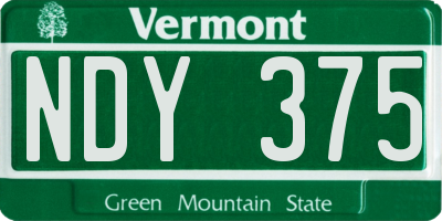 VT license plate NDY375
