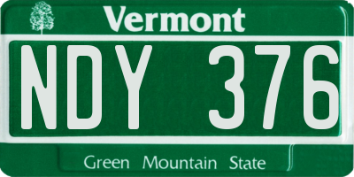 VT license plate NDY376