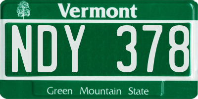 VT license plate NDY378