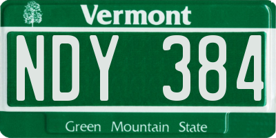 VT license plate NDY384