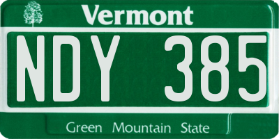 VT license plate NDY385