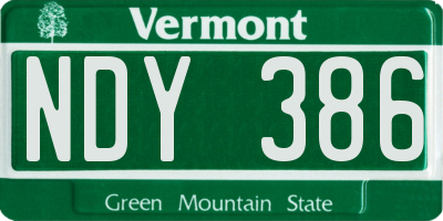 VT license plate NDY386