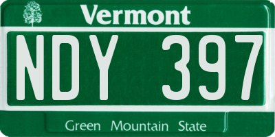 VT license plate NDY397