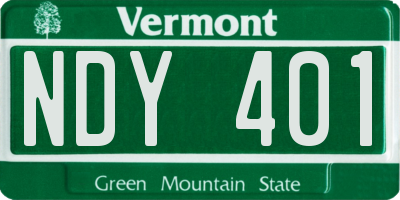 VT license plate NDY401