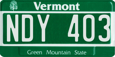 VT license plate NDY403