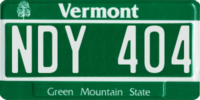 VT license plate NDY404