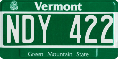 VT license plate NDY422
