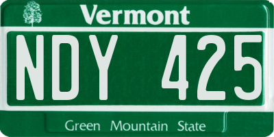 VT license plate NDY425