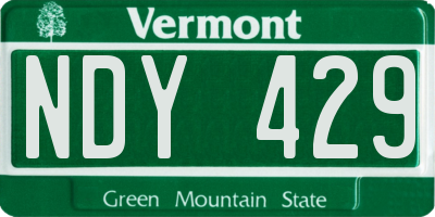 VT license plate NDY429