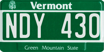VT license plate NDY430