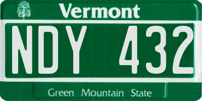 VT license plate NDY432