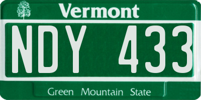 VT license plate NDY433