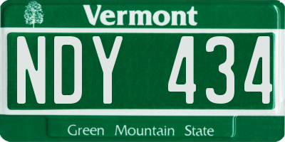 VT license plate NDY434