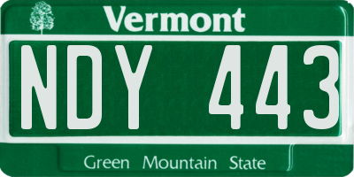 VT license plate NDY443