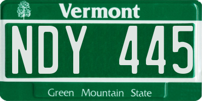 VT license plate NDY445