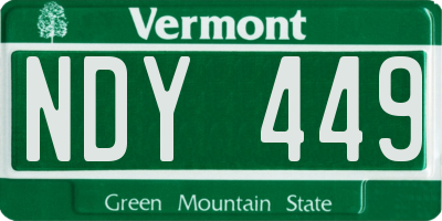 VT license plate NDY449