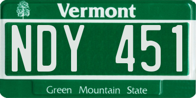 VT license plate NDY451
