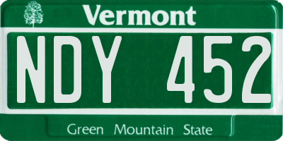 VT license plate NDY452