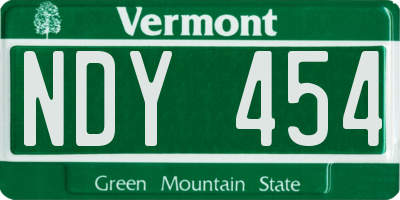 VT license plate NDY454