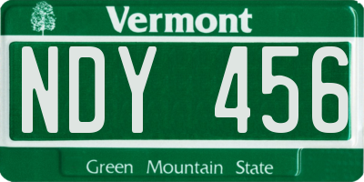 VT license plate NDY456