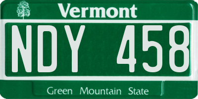 VT license plate NDY458