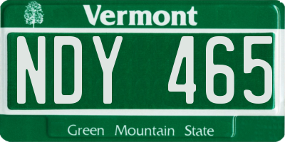 VT license plate NDY465