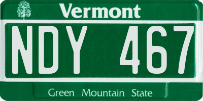 VT license plate NDY467