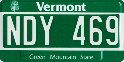 VT license plate NDY469