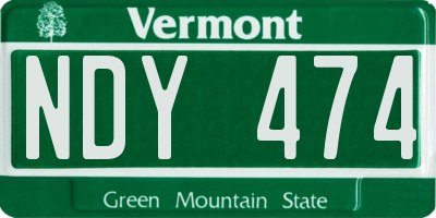 VT license plate NDY474