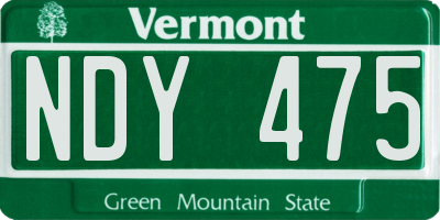 VT license plate NDY475