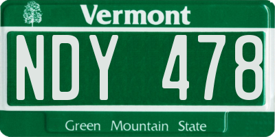 VT license plate NDY478