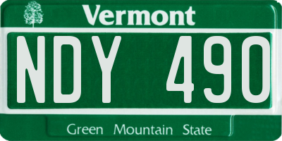 VT license plate NDY490
