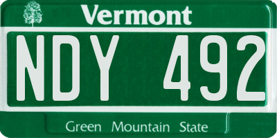 VT license plate NDY492