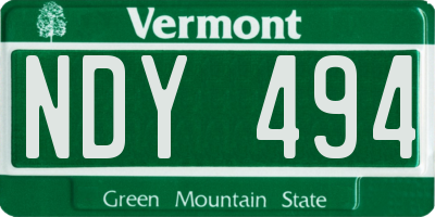 VT license plate NDY494