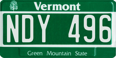 VT license plate NDY496
