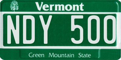VT license plate NDY500