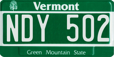 VT license plate NDY502